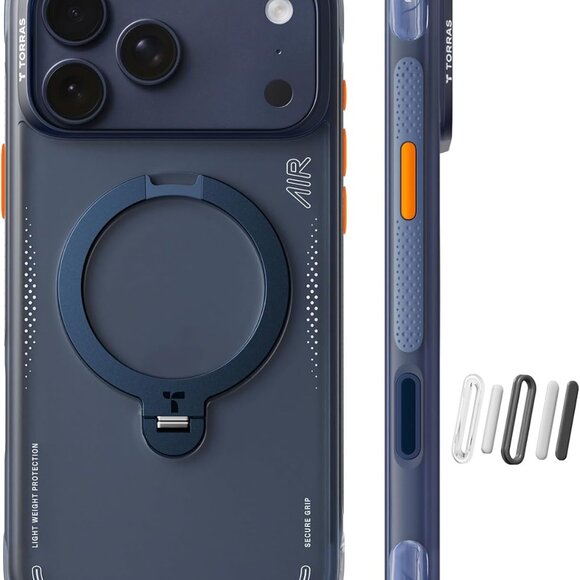 iPhone 17 Pro Max Case Ostand Q3 Air 360 Magnetic Stand MagSafe Shockproof-Blue - Picture 4 of 11